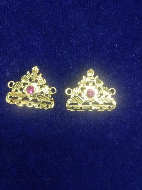Gold Coated Silver Basikam With Pink Stone